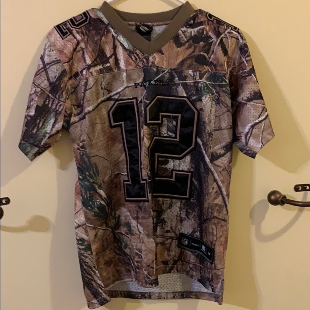 Green Bay Packers Aaron Rodgers youth camo Jersey